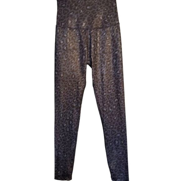 Beyond Yoga Lux Black Leopard Print High Waisted Leggings Shiny Gray Black S - Picture 1 of 5